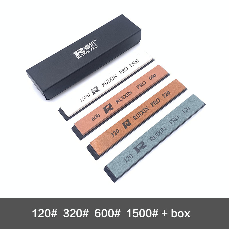 RUIXIN PRO set 120-1500 Grit Angle Sharpening stone Whetstone fixed knife sharpener Sharpening system kitchen tools: 4pcs with base