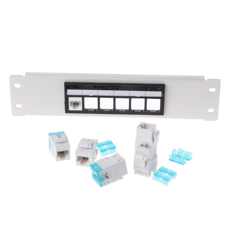 RJ45 CAT6 6 Ports Patch Panel Frame With RJ45 Keyston Module Jack Connector