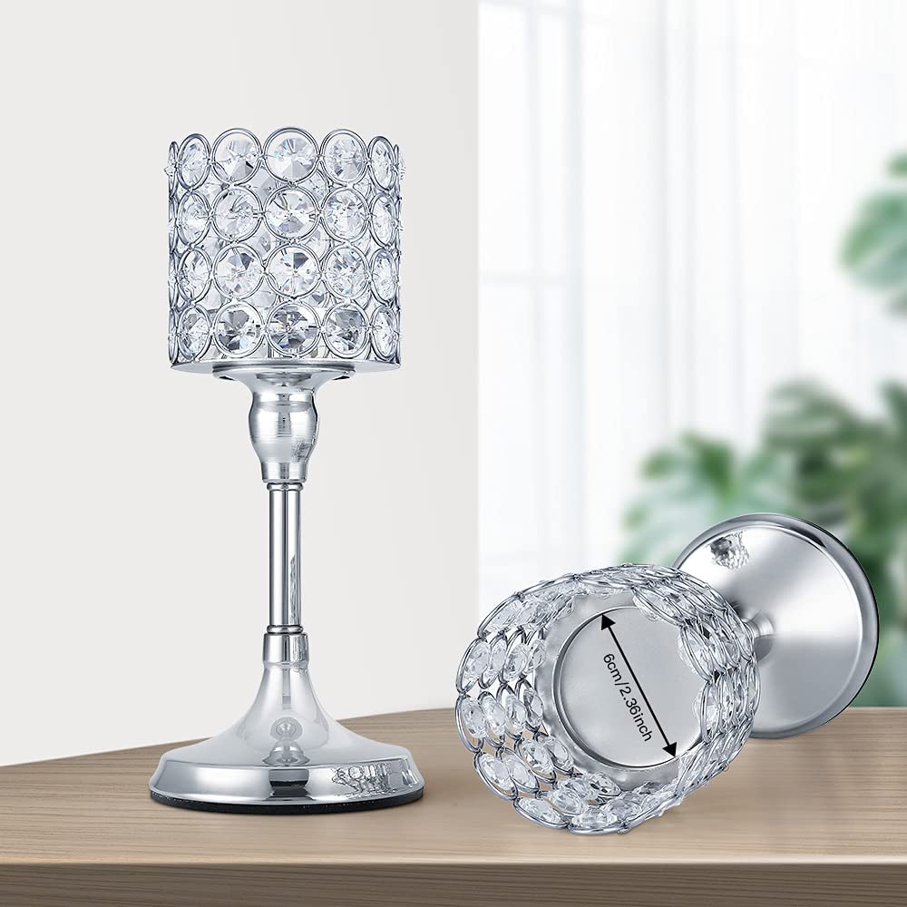 1 stk sølv krystall sylinder lysestaker søyle lysestake holdere for stue bryllup spisebord centerpieces brann