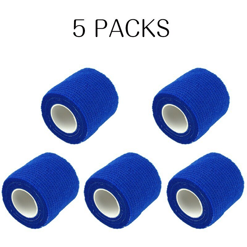 5 stk/parti sportssikkerhed selvklæbende elastisk bandage non-woven stof tape beskyttelsesudstyr knæ albue støtte støtte 5*450cm: Blå