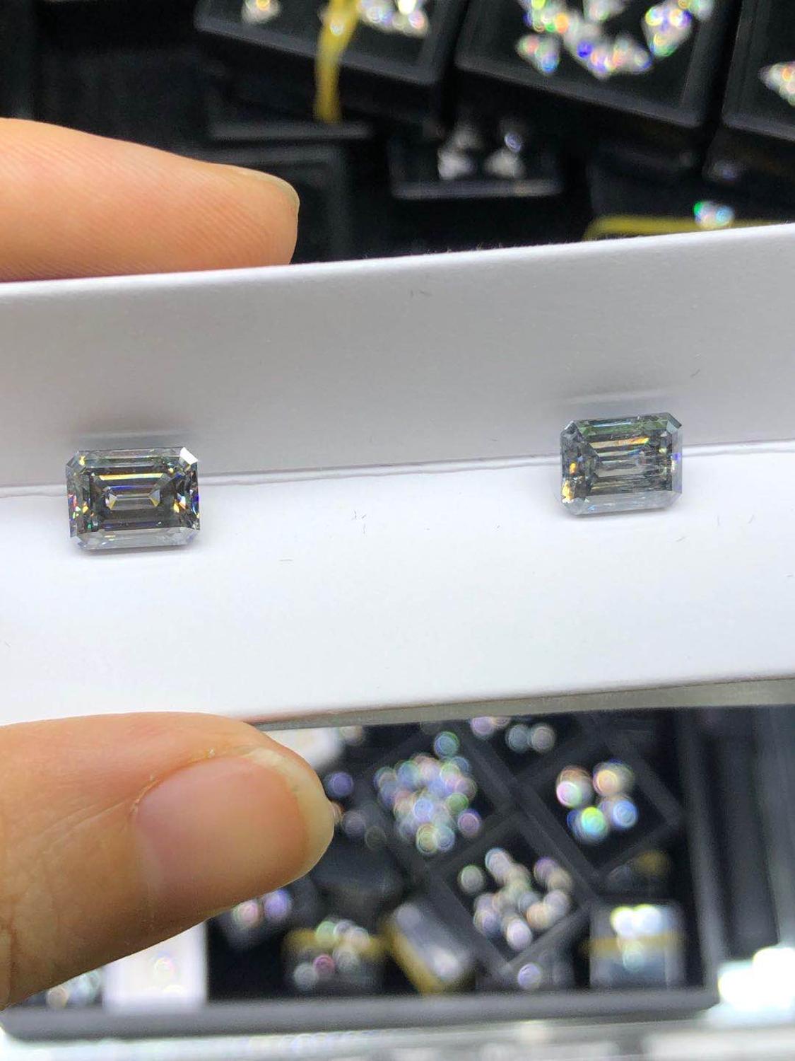 Gray color emerald cut 6.5*5MM VVS1 Moissanite for jewelry making earrings necklace kolczyki bracelet piercing