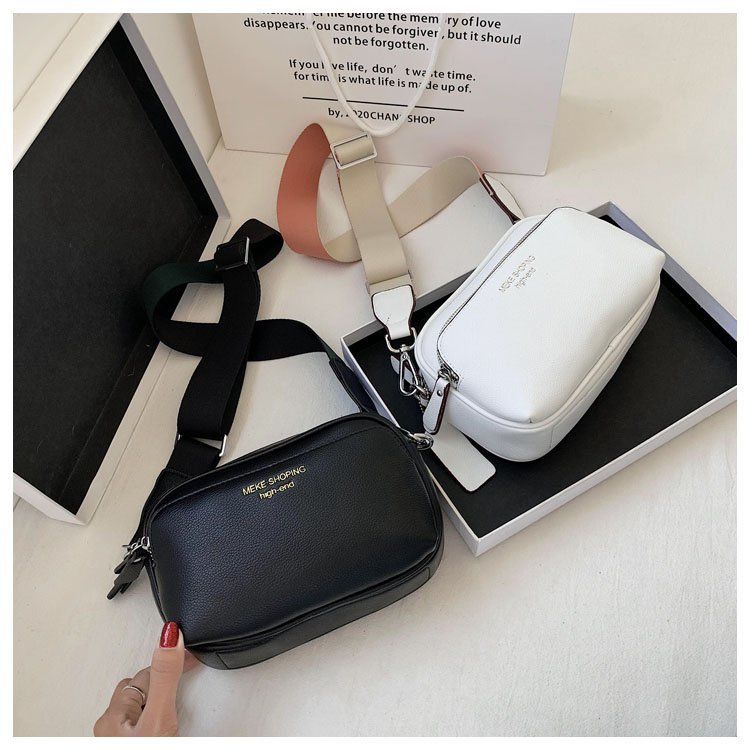 Damentaschen, wilde kleine quadratische tasche mit breiten trägern, lässige umhängetasche in unifarben, messenger bag