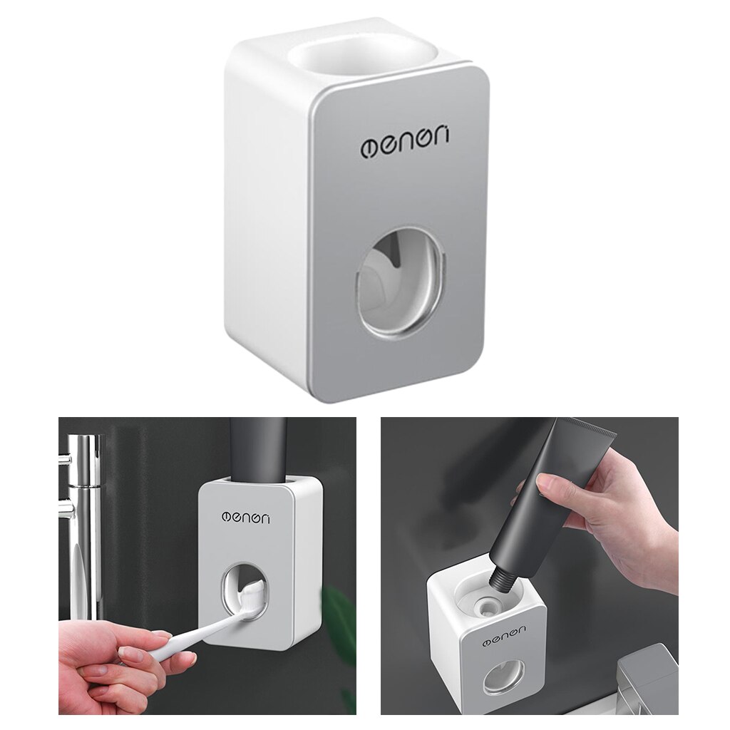 Hands Free Automatic Toothpaste Dispenser Squeezer Wall Mounted for Kids Adults: Gray