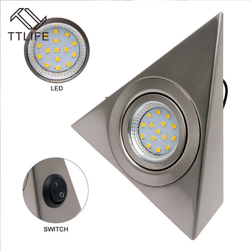 LED Closet Cabinet Lamp Kitchen Under Cabinet Lighting Triangle Led Light Stainless Steel Downlight for Wardrobe Cupboard