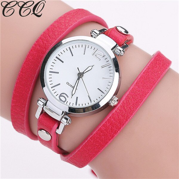 CCQ Brand Luxury Leather Bracelet Watch Ladies Quartz Watch Casual Women Wristwatches Relogio Feminino: red