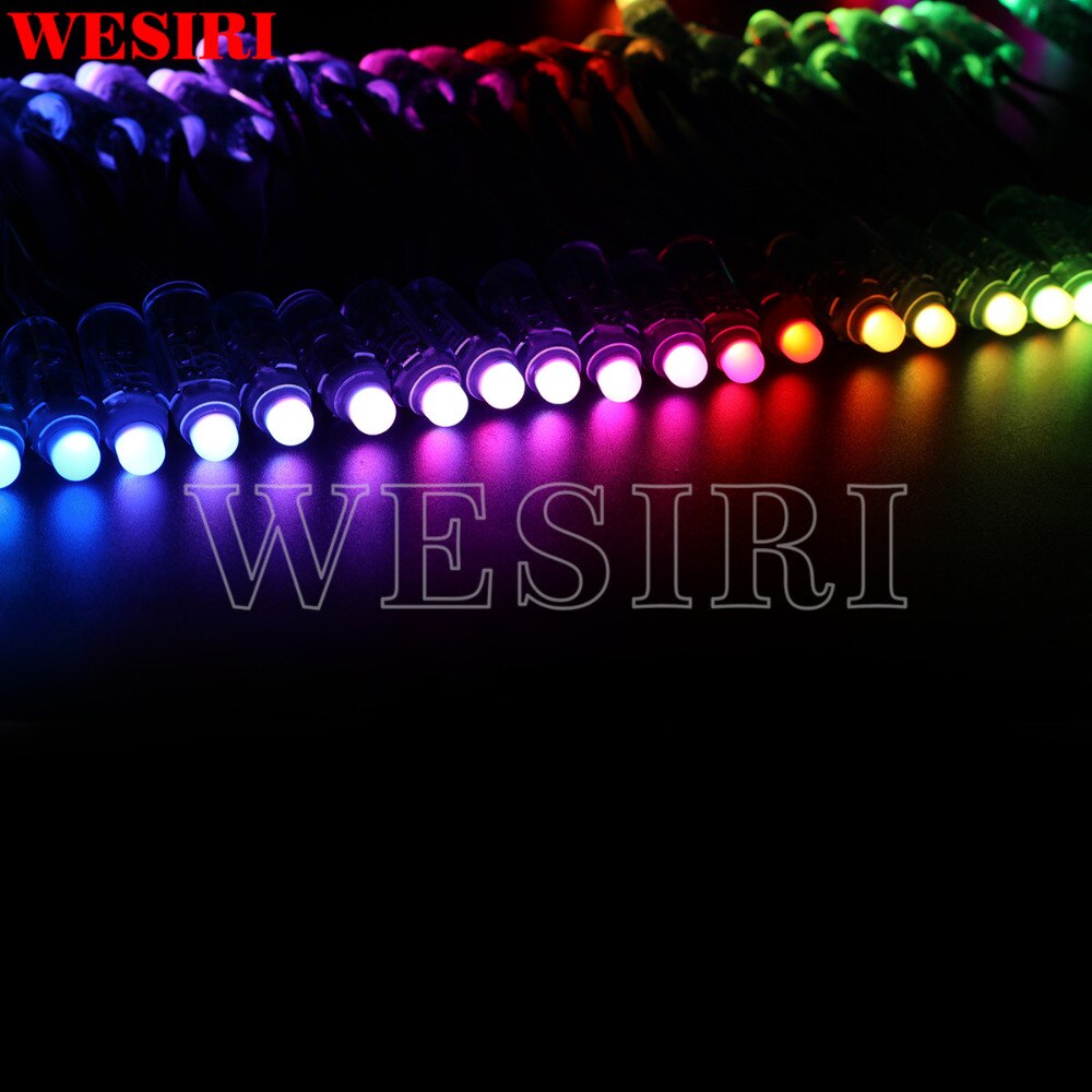 50Pcs/lot 12mm WS2811 2811 IC RGB LED Pixels Module String Lights Kit Green Wire IP68 5V for Advertisement/Holidays/Chrismas