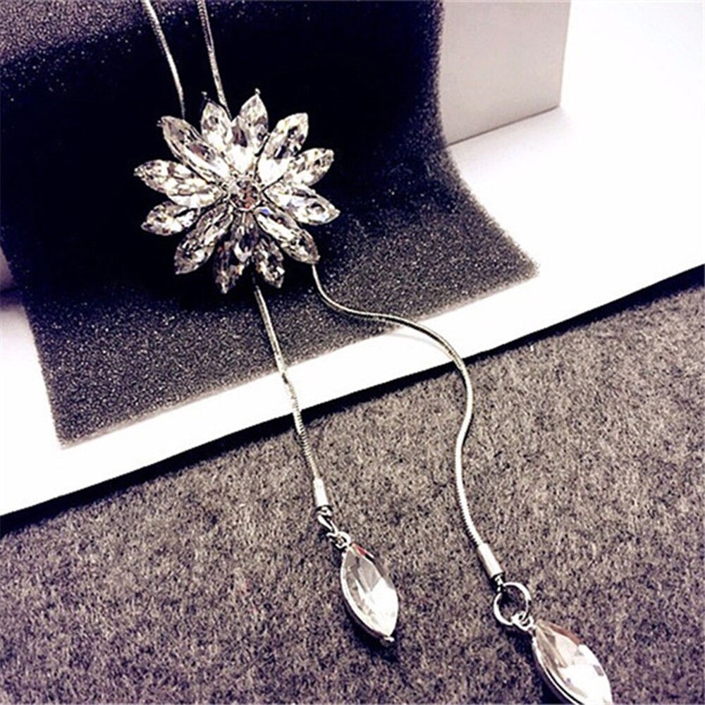 Kette Halskette für Frauen Silber Kette Smalll Blume Halskette Anhänger auf neck Bohemian Pullover Halskette Frauen Schmuck