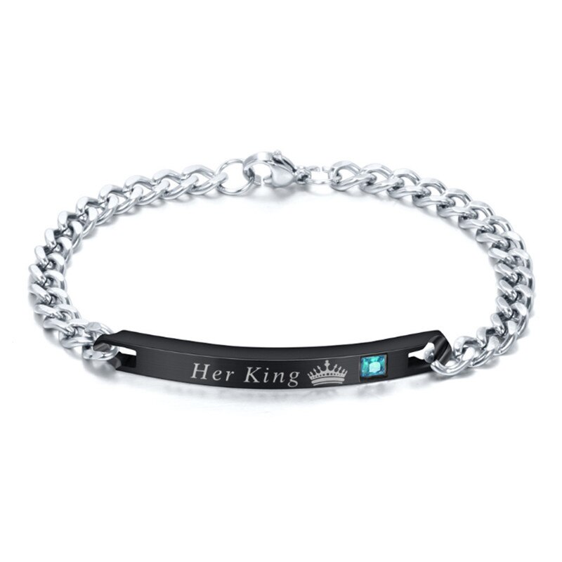 Modyle sa reine son roi noir couleur or Rose femmes hommes chaîne cristal Couple Bracelet pour hommes directe: 83027