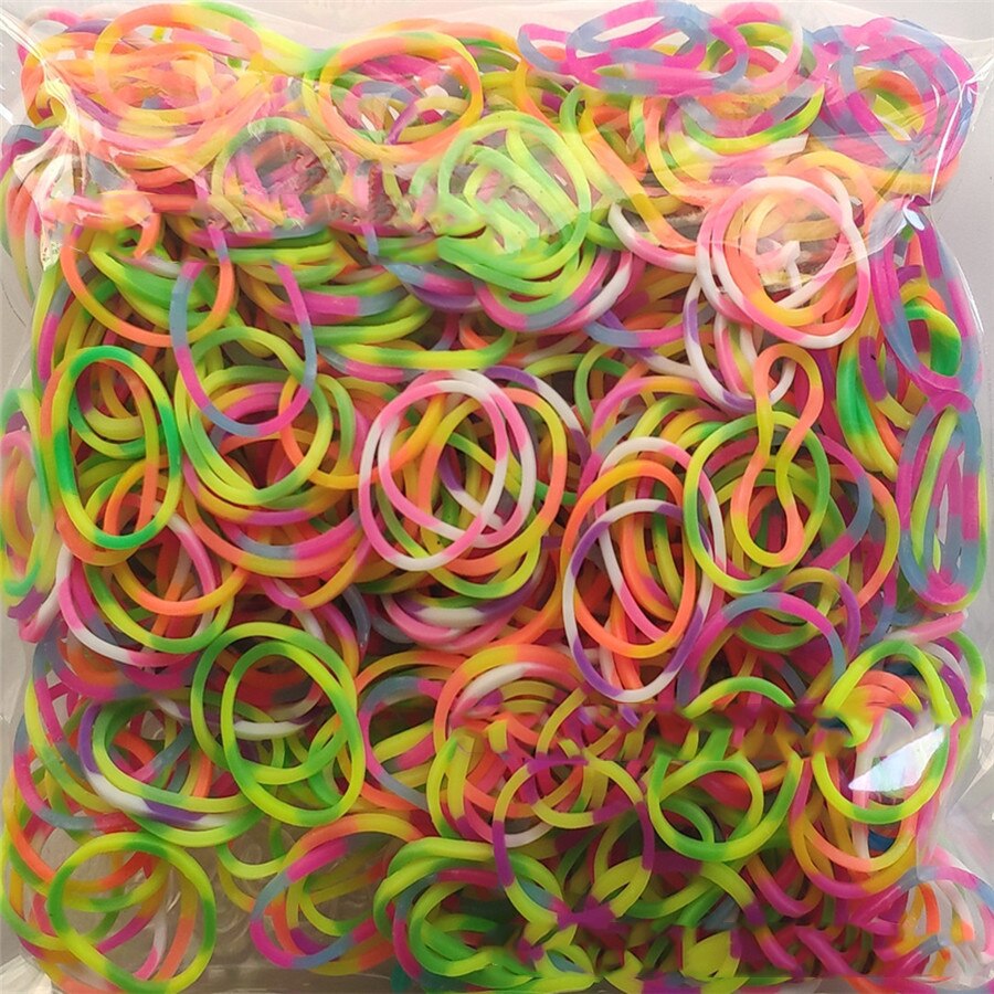 300 Rainbow Rubber Band For Bracelets Necklaces DIY Jewelry Making Handmade Colorful Loom Rubber Bands Accessorie Children: Double mixing