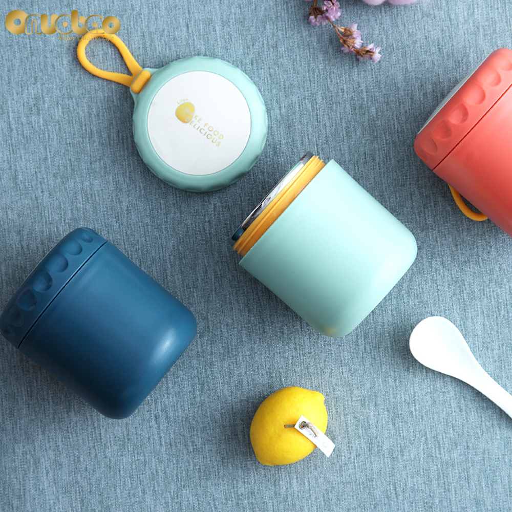 Onuobao 304 Rvs Thermos Soep Met Lepel 400Ml Japanse Stijl Eenvoudige Draagbare Verzegelde Ontbijt Lunch Cup
