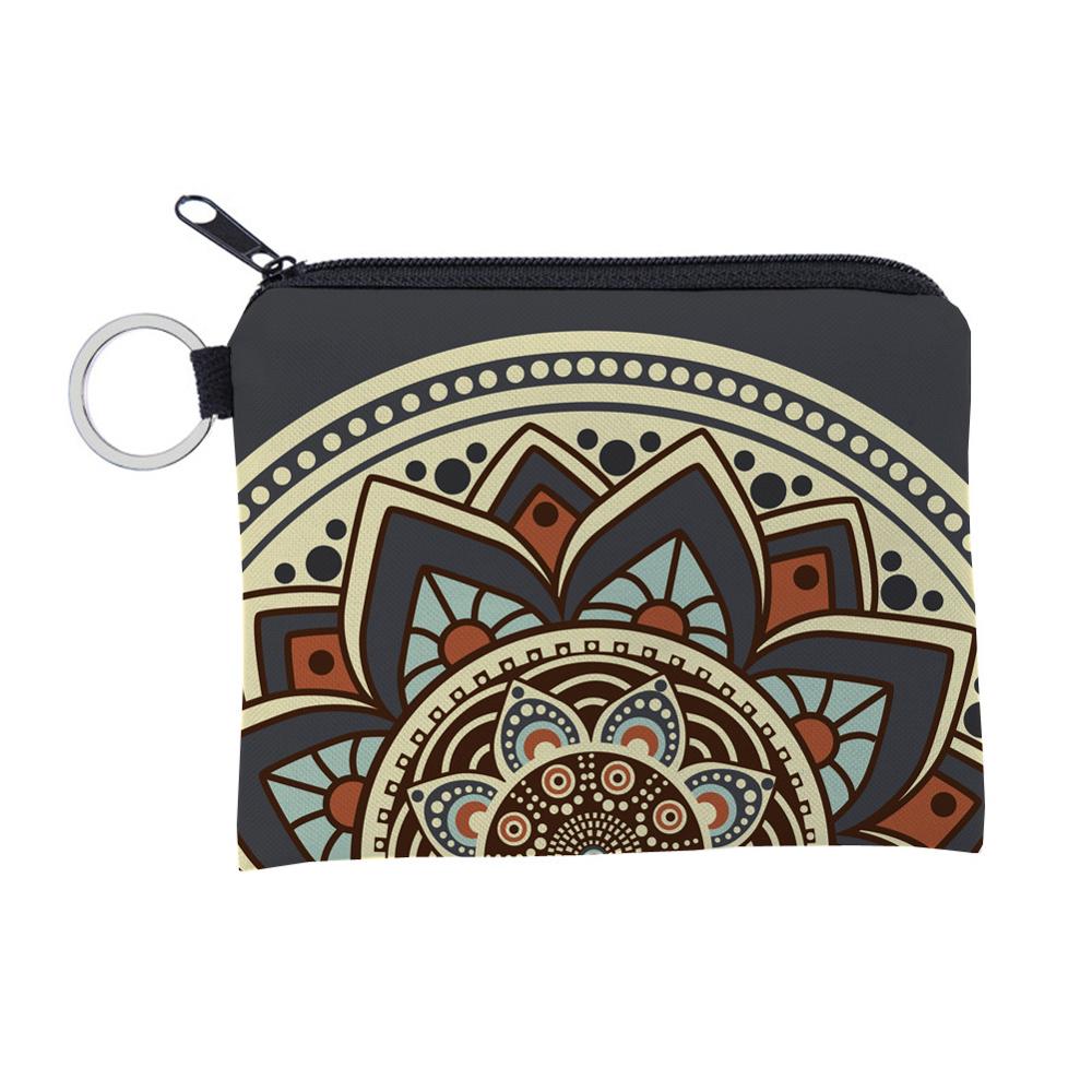 3D Printed Waterproof Mandala Mini Square Coin Purse Wallet Women Purse Porte Monnaie Bolsa Feminina Zipper Pouch Girl Key Bags: 3