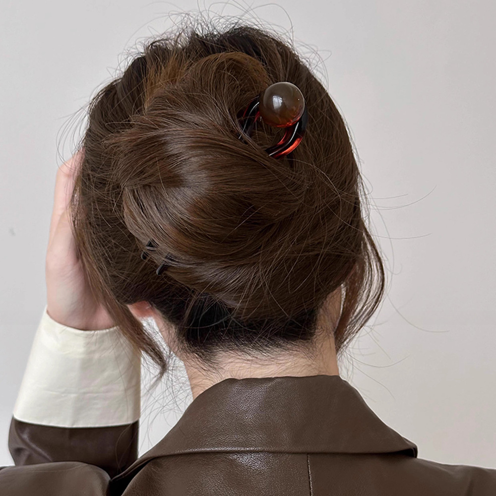 Palillos para el cabello con perlas en forma de U, horquilla femenina con cabeza de albóndiga, pinzas para el moño, horquilla china, accesorios para el cabello de estilo