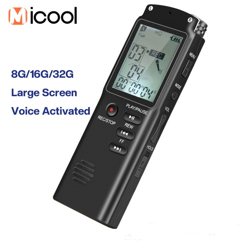 Draagbare Voice Recorder 32G T60 Lcd-scherm Recorder Pen Voice Activated Grote Batterij Geluid Recorder Ingebouwde Luidspreker MP3 Speler