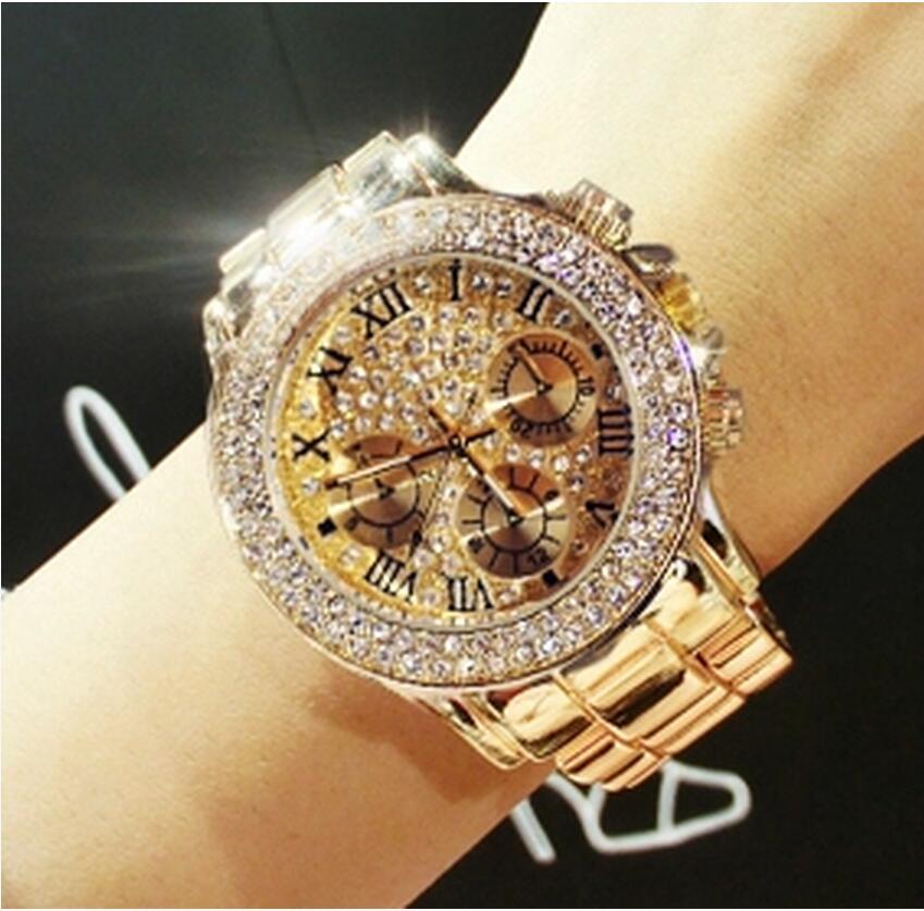 Mænd rhinestone ure dame kjole mænd se diamant luksusmærke armbånd armbåndsur damer krystal kvarts ure