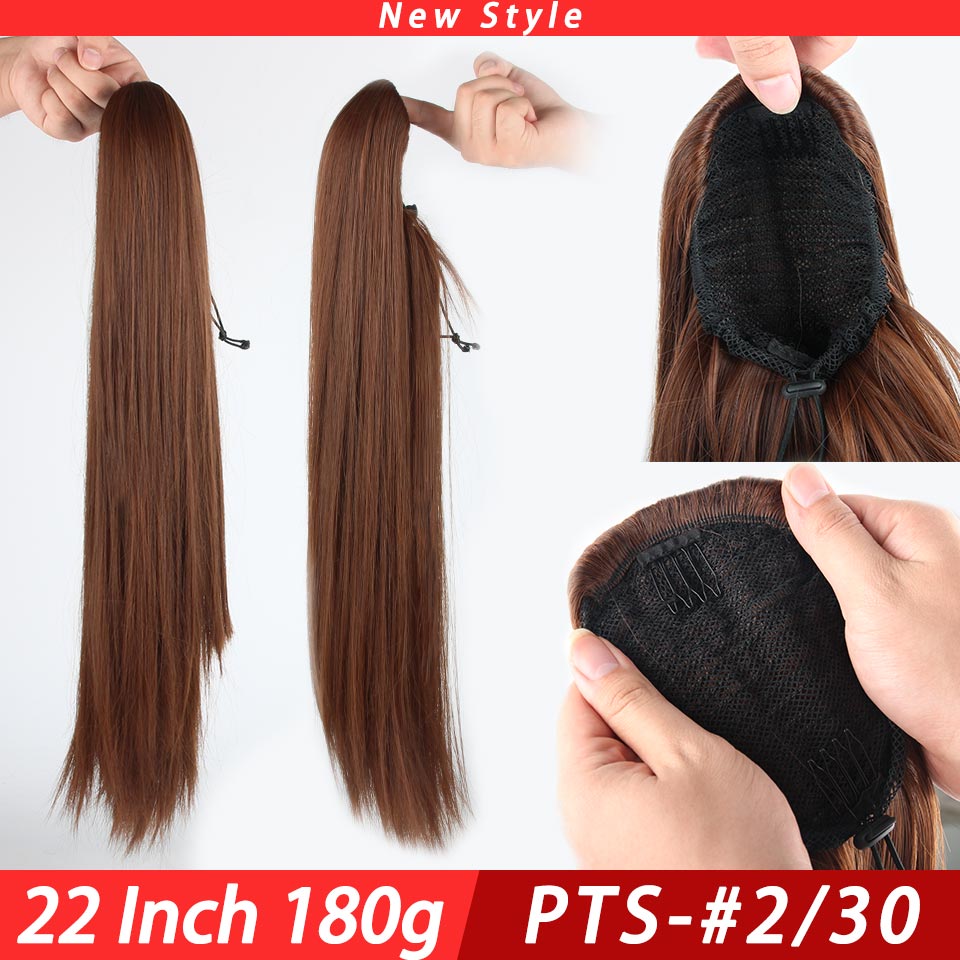Pageup 22” Long Curly Clip In Hair Tail False Hair Ponytail Hairpiece With Hairpins Synthetic Hair Ponytail Hair Extension