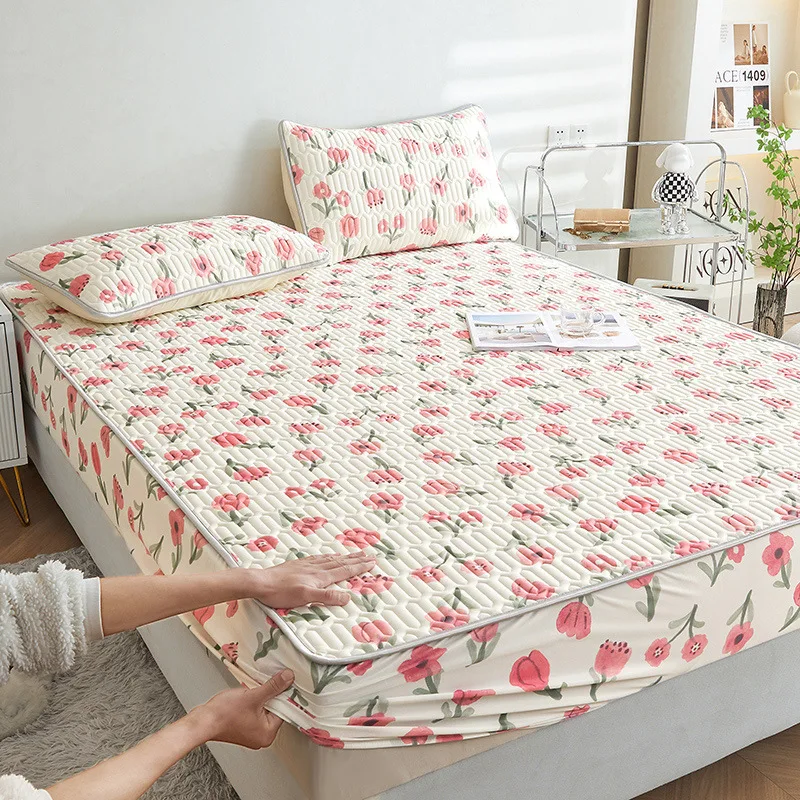 Zomer Verdikte Latex Hoeslaken Antislip Beschermende Sprei Airconditioner Driedelige Set Zomer Slaapmat: Licht Groen