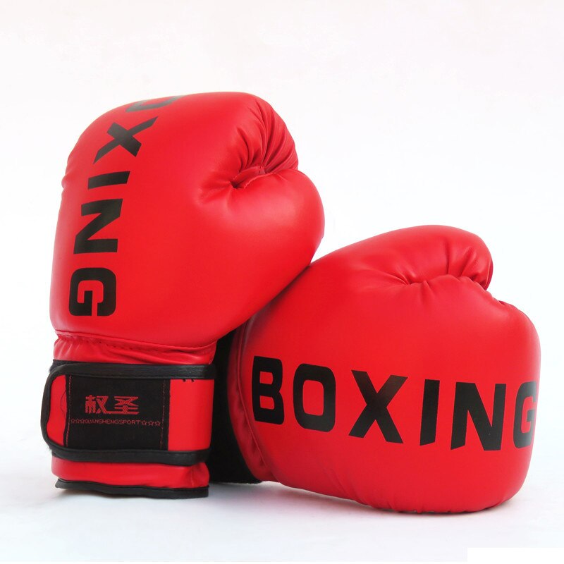 Child Adults Boxing Gloves Pro Training Fighting Gloves Muay Thai Sparring Punching Kickboxing Breathable PU Boxing Gloves: Children Red
