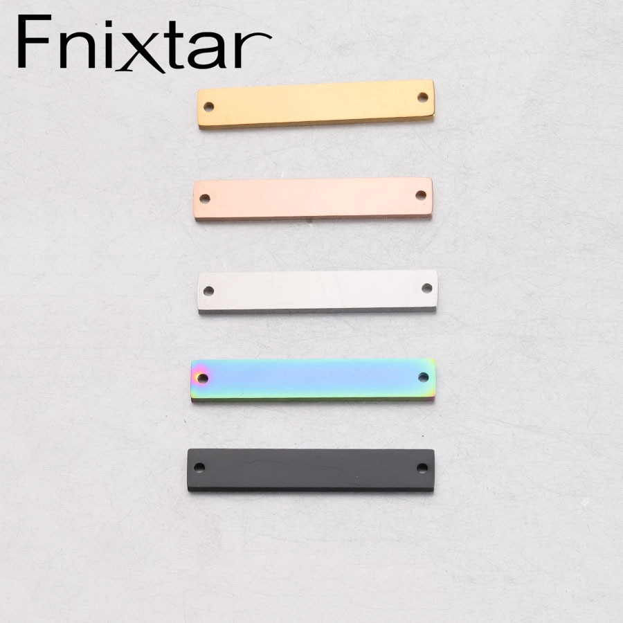 Fnixtar 20 Stks/partij 1.5*6*35Mm Spiegel Polish Rvs Rechthoek Stempelen Blanco Bar Charme Voor Diy sieraden Maken Ketting
