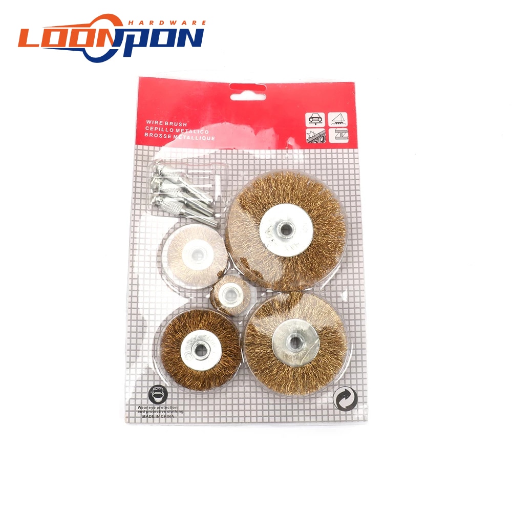 5Pcs Polishing Brush Wire Wheel Grinder Rotary Grinding Buffing Electric Abrasive Tools Stainless Steel Hole Dia 6mm Brand