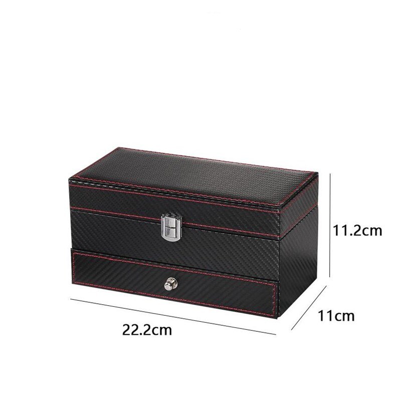 4 Grids Double Layer Watch Box Carbon Fiber PU Watch Case Boxes Holder Organizer Jewelry Box for Wedding Decoration Best