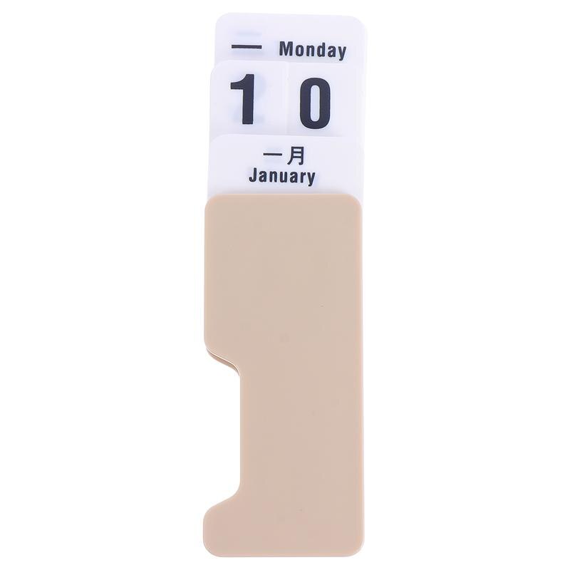 Plastic Desktop Calendar Manual Adjustable Perpetual Calendar: Khaki