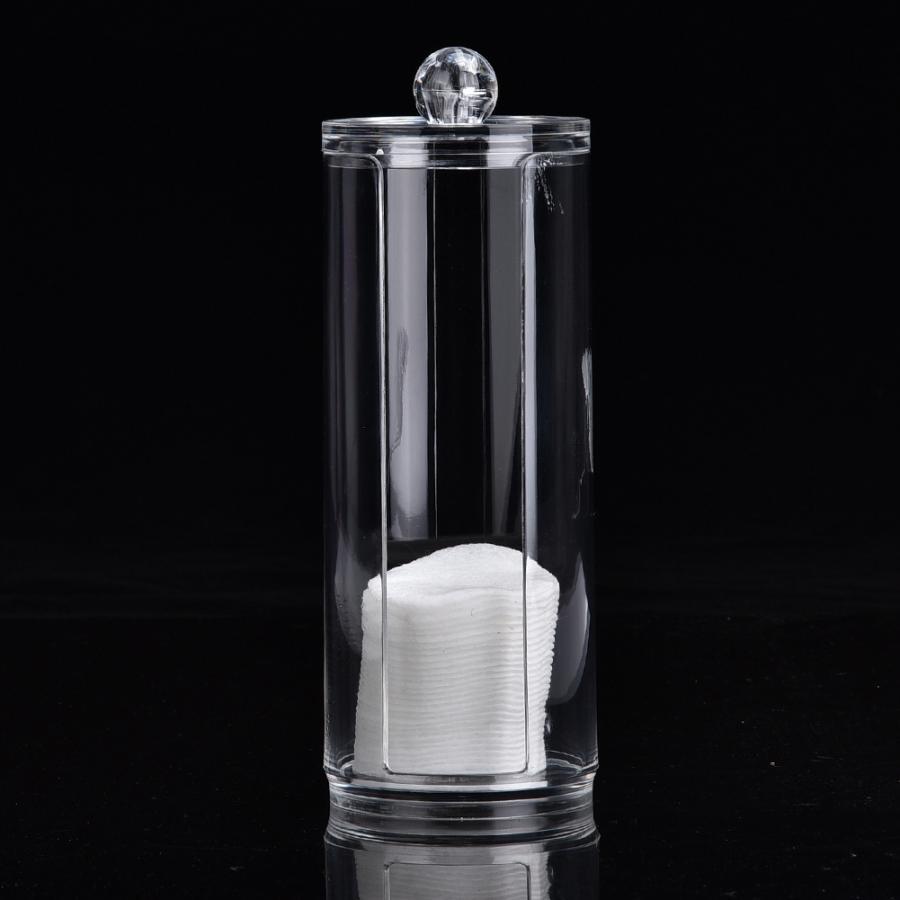 Gennemsigtig rund akryl vatrondell opbevaringstaske organizer puffholder beholder makeupfjerner bomuldsservietter opbevaringsboks
