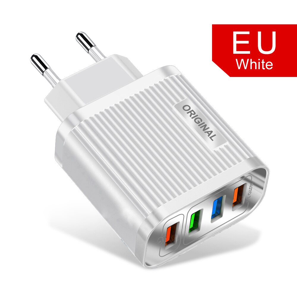 4 Ports USB Quick Charge 3.0 For Samsung Charger QC 3.0 Fast Charging For iPhone 11 8 Huawei Mate 30 Wall Travel Charger Adapter: EU White