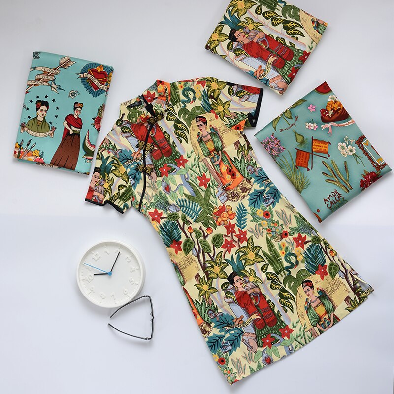 100*140Cm Katoen Stretch Satijn Stof Naaien Retro Europese En Amerikaanse Kleding Diy Handgemaakte Katoenen Stof