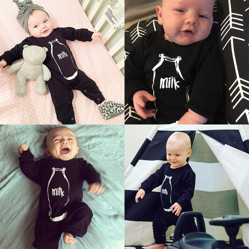black baby rompers baby boy clothes long sleeve newborn cotton baby girl clothing infant jumpsuit