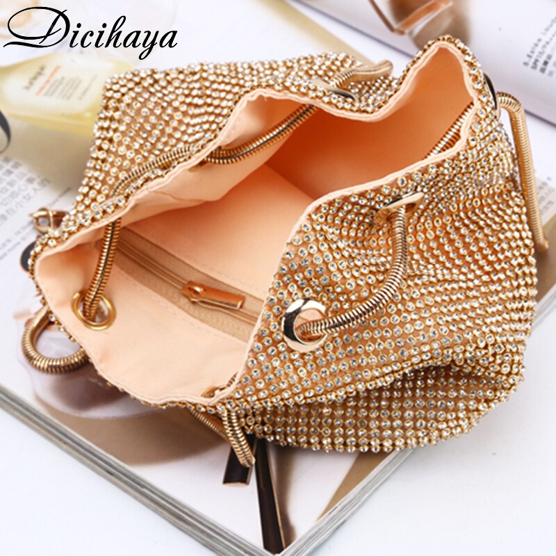 DICIHAYA-Bolso de hombro pequeño para mujer, bolsa de mano para de boda, de noche, de lujo, tipo cubo, con diamantes