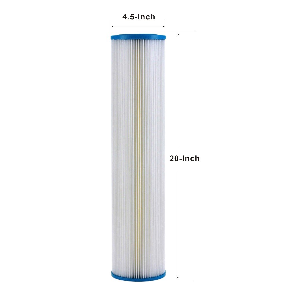 50 Microns Whole House Sediment Water Filter Replacement Cartridge Pleated Water Filter Heavy Duty 20"x4.5"