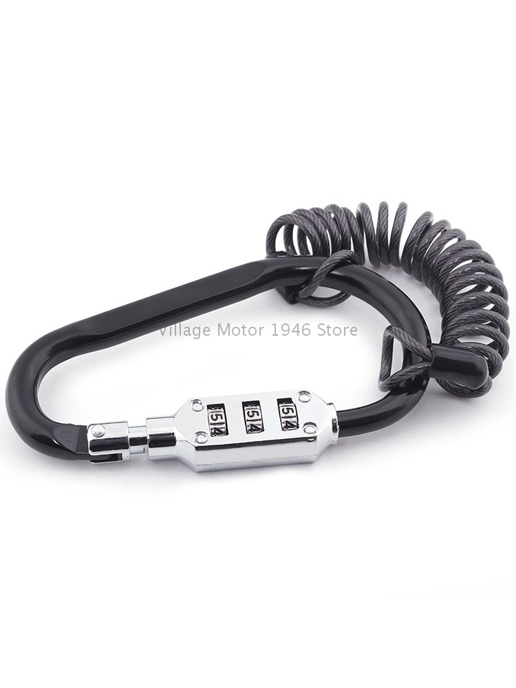 Motorcycle Anti Theft Bike Motorcycle Helmet Lock W/ Resettable Code PIN Spring Combination Lock Climbing Hook for Universal