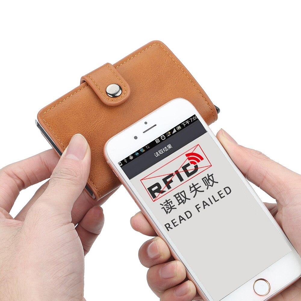 Automatic Wallet Aluminum Alloy Card Case Anti-Degaussing Anti-Theft RFID Aluminum Bank Credit Card