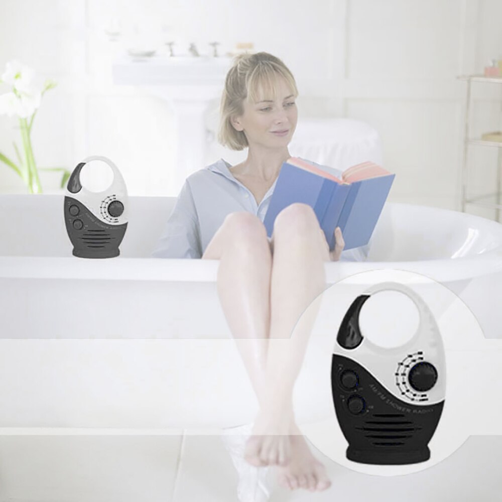 Vandtæt brusebad musik hængende fm am radio dragt badeværelse badekar kabine sort kraftige hi-fi højttalere bærbar radiostyret