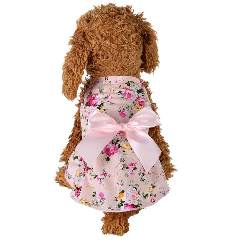 -Vestido de cão de verão de algodão azul estilingue cão saia bowknot camisa roupas de aniversário pequeno filhote de cachorro respirável vestido fresco para cães