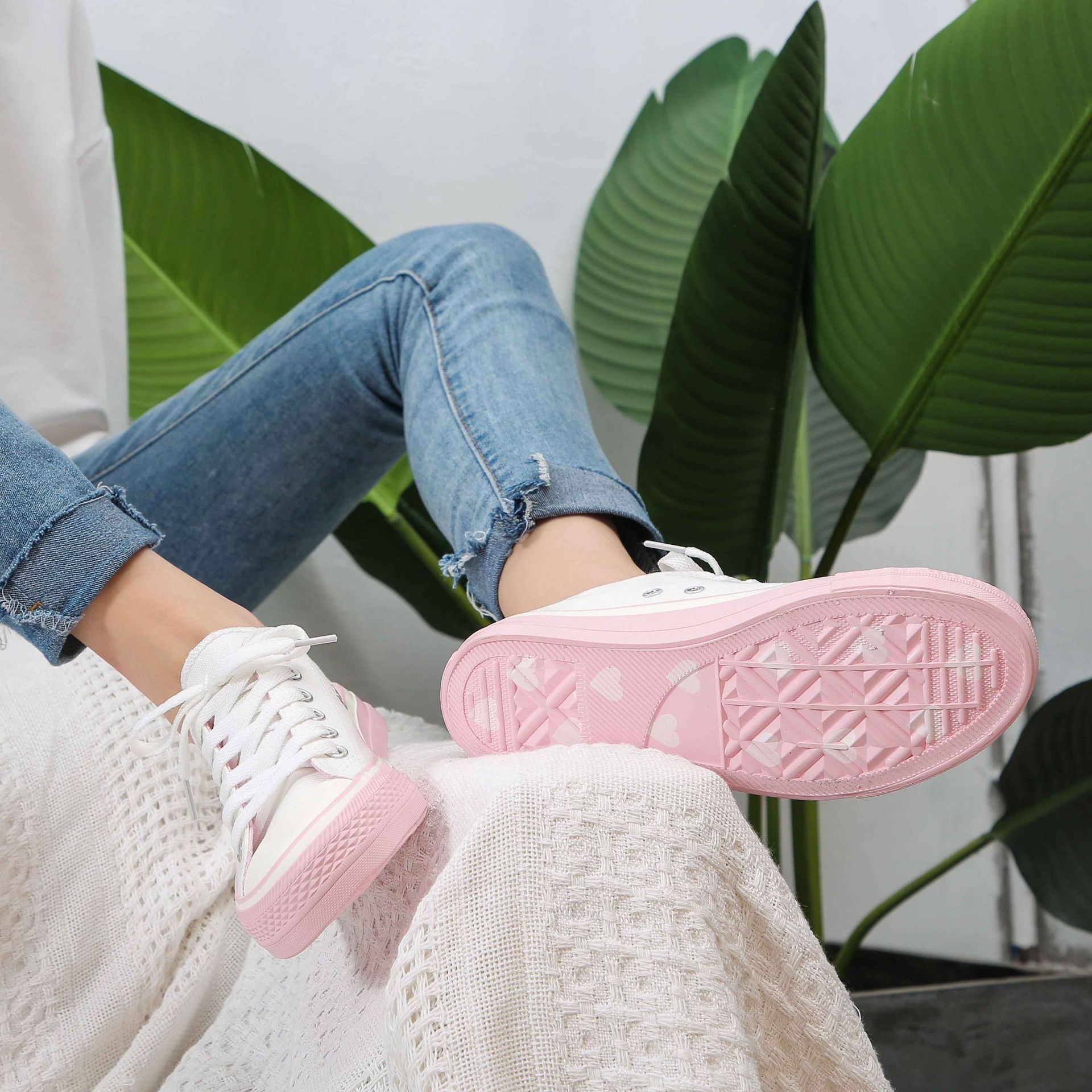 Rose Orange coeur forme sur semelle toile chaussures blanc cassé chaussures femme conseil chaussures printemps chaussures D197 vulcanisé chaussures