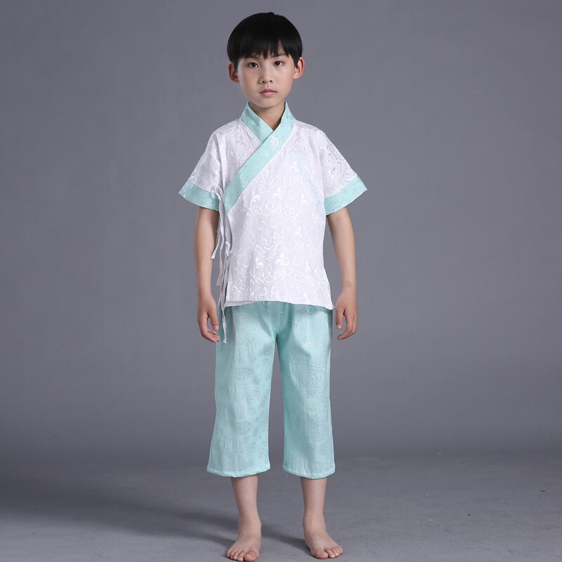 Studenten In Oude Kleding Chinese Volksdans Hanfu voor Jongens 2 stks Oude Kostuum Nationale Pak kinderen Kostuums