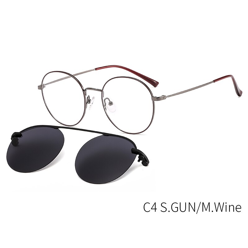CEOFY – lunettes de soleil polarisées pour hommes et femmes, monture ronde avec Clip magnétique: DP33065C4