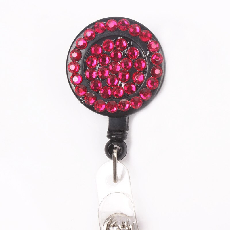 1pc DIY Plastic Retractable ID Card Badge Holder Reel Pull Key Name Tag Office Card Holders Round Translucent Pull Buckle: Red