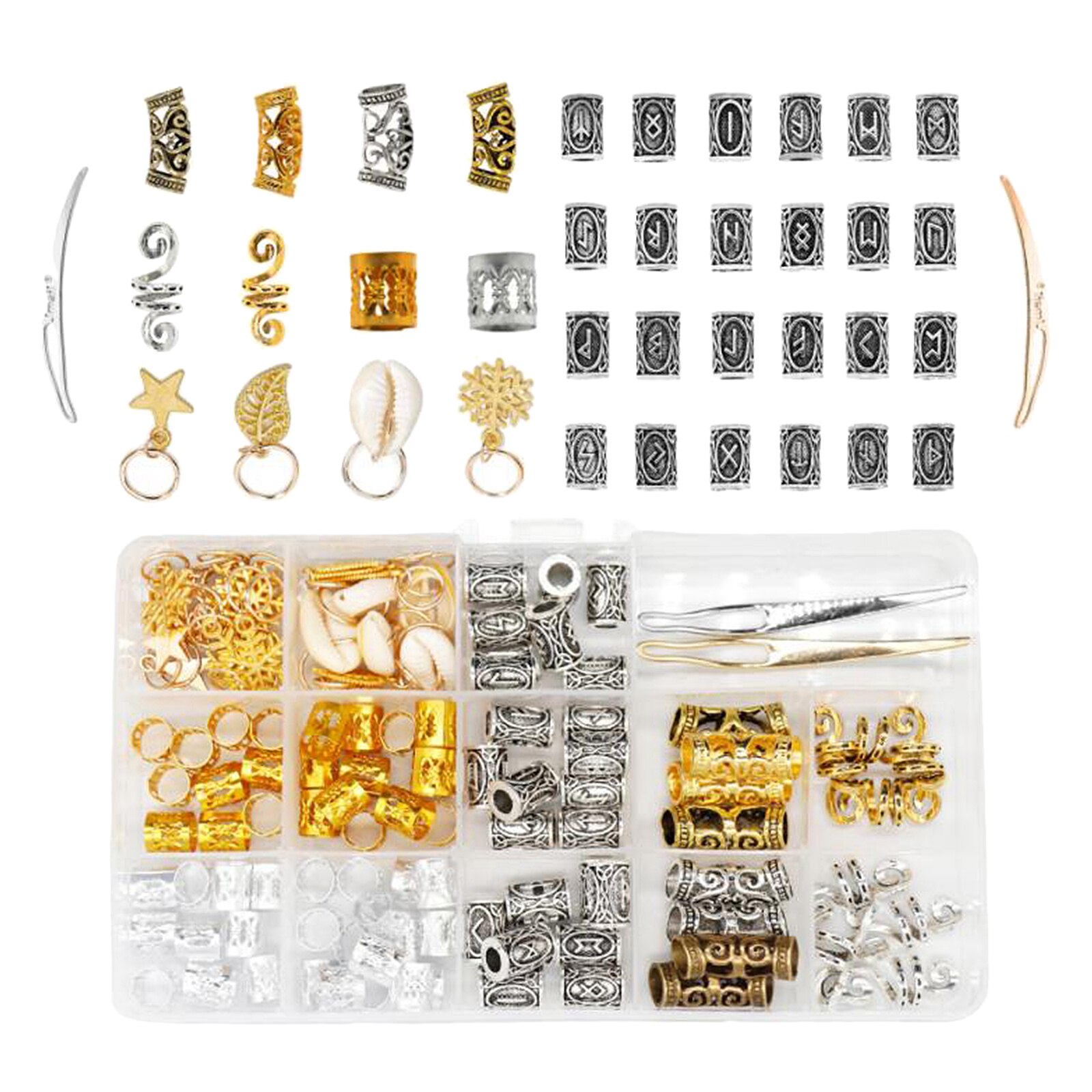 Aros de Metal para el pelo, accesorios de decoración para el cabello, cuentas trenzadas para el cabello: Mix Color