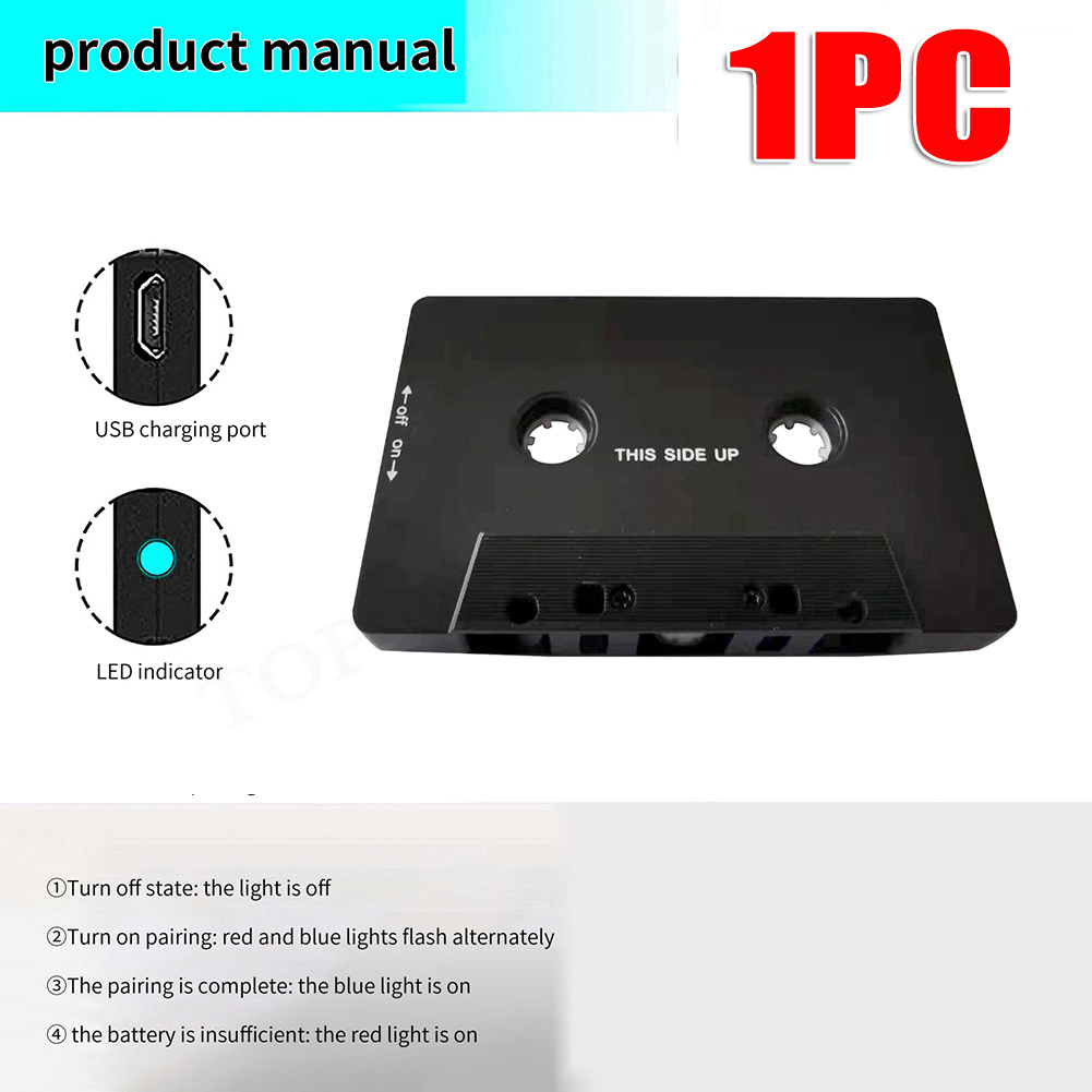 Conversor sem fio Bluetooth para fita do carro, adaptador de áudio estéreo HiFi com microfone, AAC, MP3, SBC, 3.5mm AUX, Bluetooth 5.0: Verde