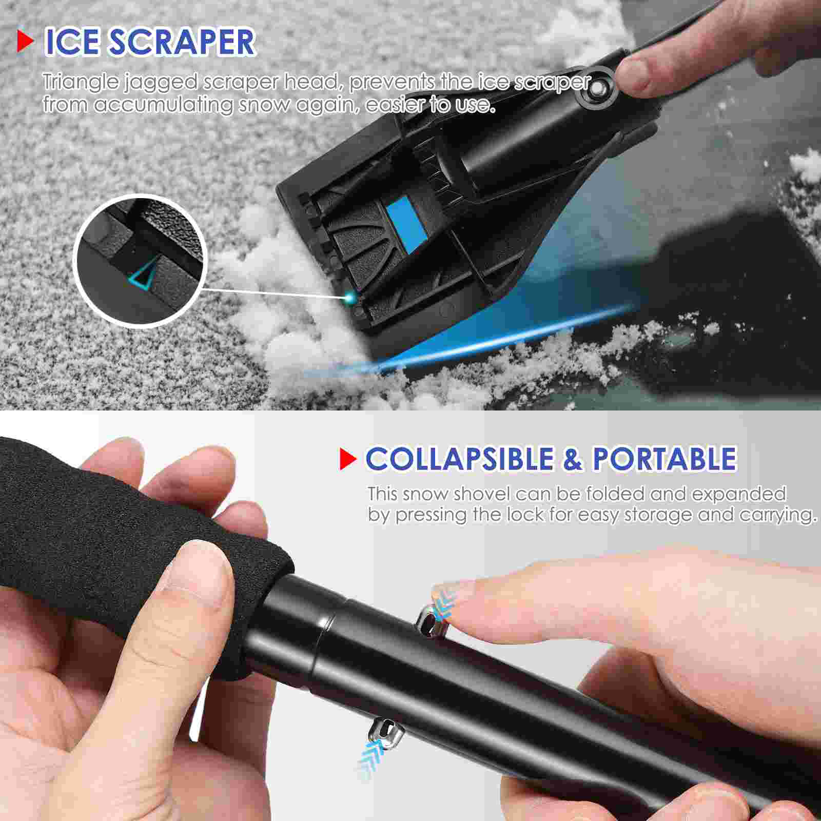 Snow Shovel Detachable Anti-Freeze Comfortable Ice Shovel Snow Scraper Snow Remover for Yard