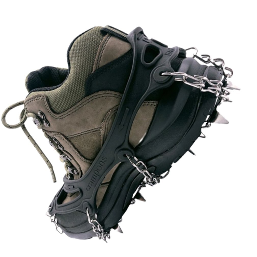 Stainless Steel 19 Teeth Universal Anti Slip Ice Snow Shoe Crampons Boot Grips Traction Cleats Spikes Crampons
