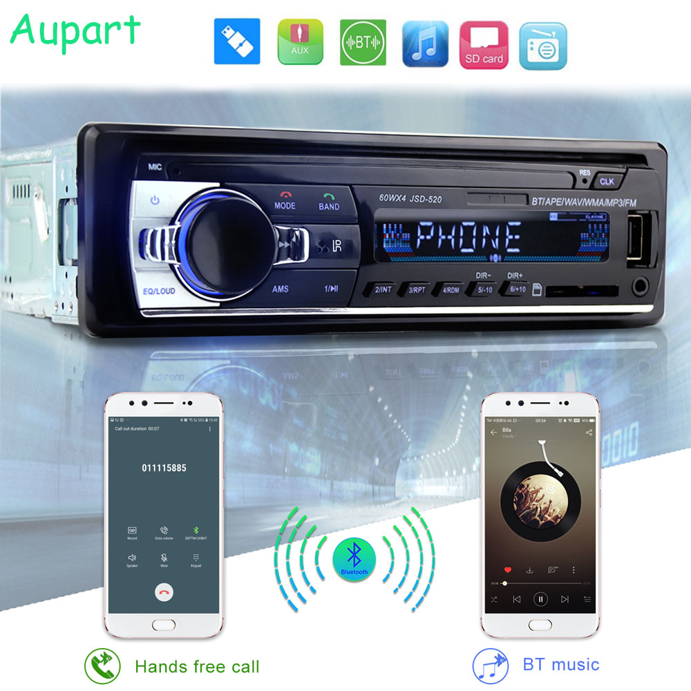 Bluetooth Autoradio Autoradio Radio FM Aux Ingang Ontvanger SD USB JSD-520 12V In-dash 1 din Auto MP3 Multimedia Speler Automotivo