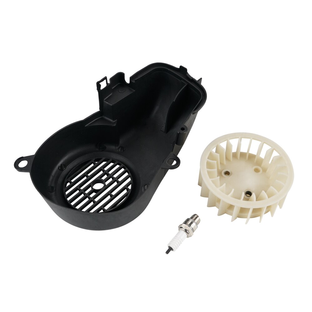 ATV Air Shroud Cooling Fan Assembly &amp; Spark plug for Polaris 90 Sportsman Scrambler Predator for Yamaha Jog 90 90cc Engine Parts