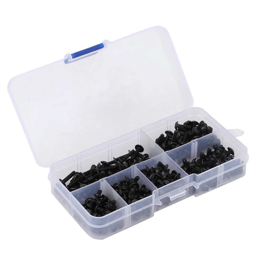 300pcs M3 Round with Washer Carbon Steel Screw Assortment Set