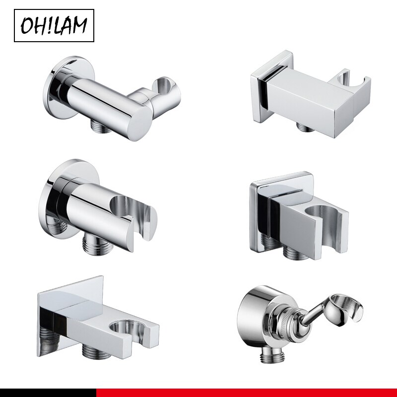 Brass Wall Mounted Hand Held Shower Holder Shower Bracket & Hose G1/2" Connector Wall Elbow Unit Spout Water Inlet Angle Valve