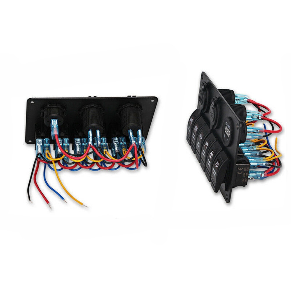 1/2/3/6/7/8 Panel de interruptor de encendido-apagado 2USB 12V-24V cargador LED voltímetro para coche SUV Marine RV camión Camper barco