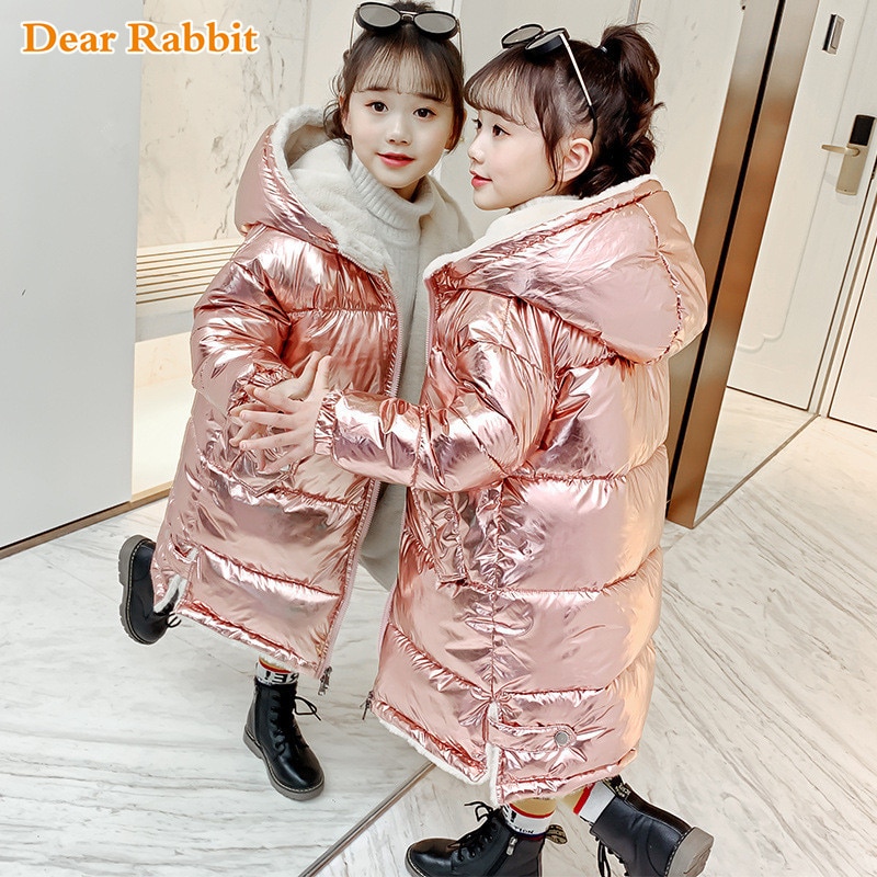 -30 Russian Winter warm Plus thick velvet Jacket for Girl Clothes Parka Hooded Coat Waterproof snowsuit Kids Outerwear