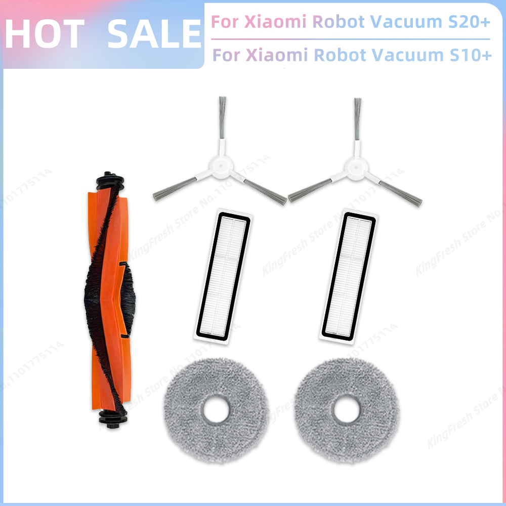 Passend Für Xiaomi Robot Vacuum S20+ Plus B108GL / S10+ Plus B105 Staubsauger Teile Hauptwalze Seitenbürste Hepa-Filter Mopptuch Zubehör: Licht Gelb